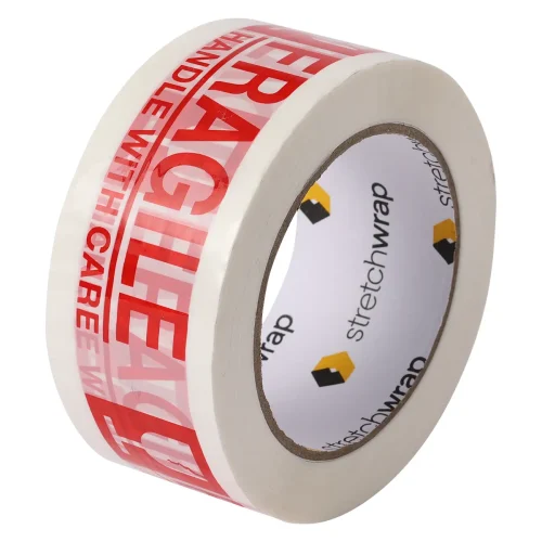 BOPP Printed "Fragile" Red on White Tape - Carton (24 Rolls)